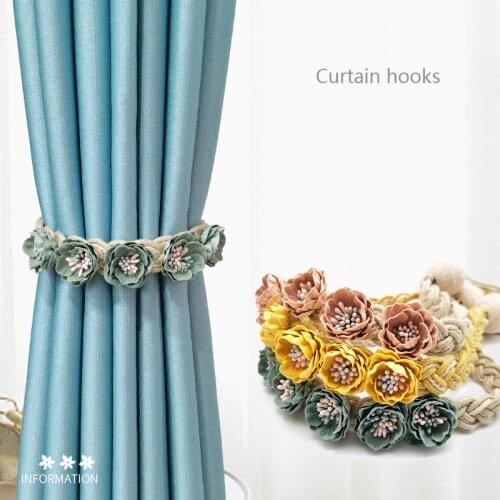 Curtain Rope Bandage Tie Buckle Ties Rope Clip Cute Drawstring Tie Flowers Tied Curtain Holder Hooks Magnets Clamps for Curtains