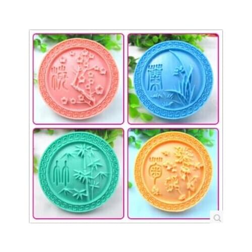 Soap Mold Cake Decoration Cake Mold Manual Soap Mold Fondant Tools Plum Orchid, Bamboo and Chrysanthemum Silicone Moulds PRZY