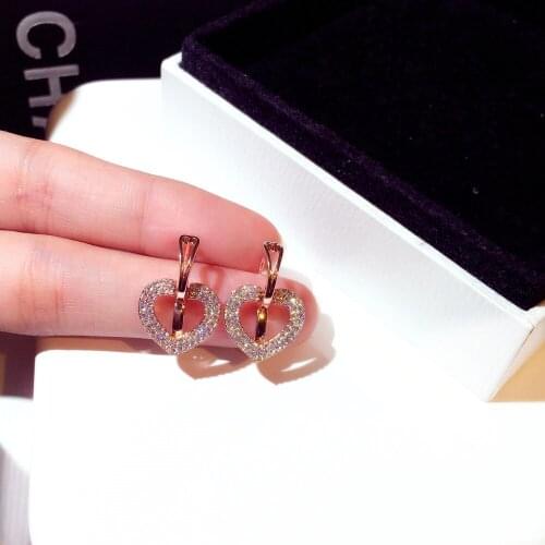 Cute 925 Sterling Silver Love Heart Gold Small Hoop Earrings Clean Zircon Earrings for Women Cute Romantic Earrings 2020 Trendy