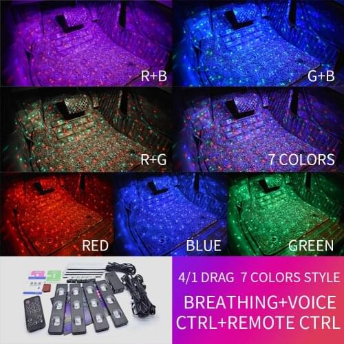 LED Car Atmosphere Ambient Star Light DJ RGB Colorful Music Sound flood Lamp Interior Decorative Light of car seat bottom