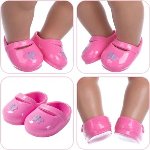2021 New Fit 18 inch 43cm Baby New Born Doll Shoes Accessories Baby Pink Sandals For Baby Birthday Gift
