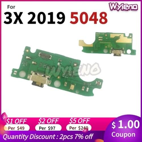 Wyieno For Alcatel 3X 2019 5048 USB Dock Charging Charger Port Data Connect Connector With Microphone Flex Cable