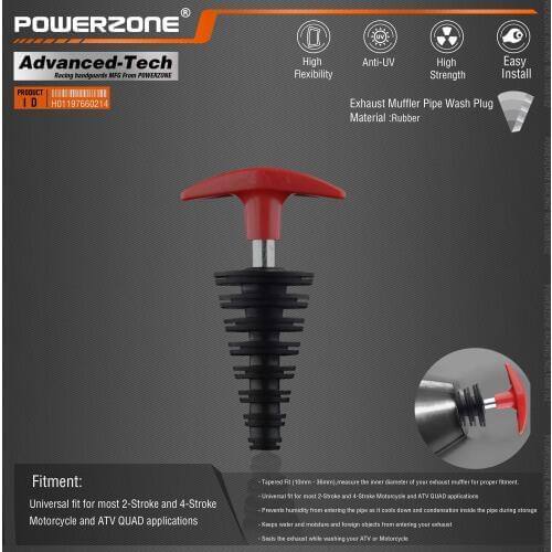 Powerzone 10-36MM Motorcycle Exhaust Pipe Motocross Tailpipe PVC Air-bleeder Exhaust Silencer Muffler Wash Plug Pipe Protector