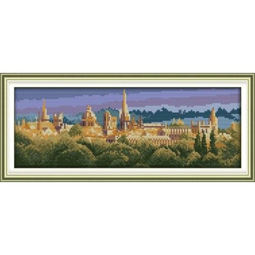 Joy Sunday Oxford Counting Cross Stitch DMC 14CT Landscape Pattern Printed Canvas Embroidery Cross Stitch Home Decor Gift Set
