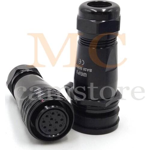 WEIPU SA20 12Pin Waterproof Electrical Circular Connector Male Female Cable Plug Socket 5A for LED/Power/Lighting Equipment