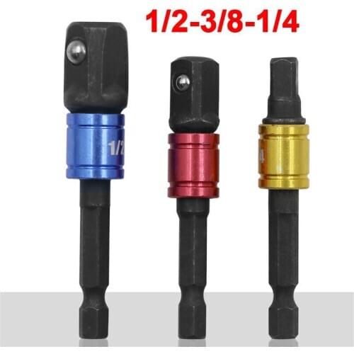 1/4 3/8 1/2 Electric Wrench Sleeve Head Connection Conversion Rod 3 PCS/Set Hexagonal Shank Bit Socket Adapter