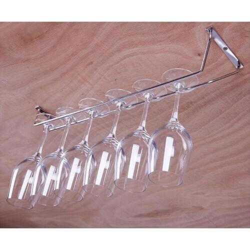 1 Pcs 1-5 Rows Stainless Steel Wall Mount Stemware Wine Glass Hanging Rack Holder Shelf