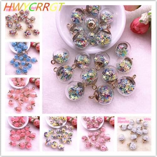 New 10pcs 16MM Magic Ball Transparent Glass Beads Transparent Pendant Pentagram Round Beads Earring Accessory