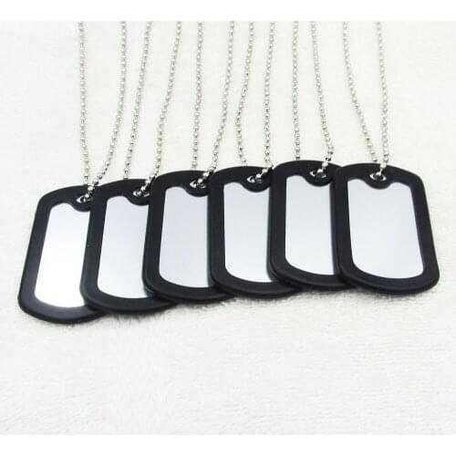 100pcs/lot Aluminum Blank Army Dog Tags with Silencers and 24" Bead Chains Together Wholesale