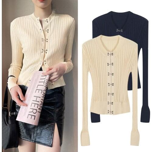 2021 Fashion Women Sweater Cardigans O-Neck Long Sleeve Knit Crop Tops Vintage Jersey Slim Spring Autumn Summer Harajuku Korean