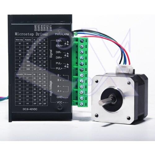 42 step motor kit 42BYGH34 2 phase 4 line stepper motor 0.28N.M long 34MM + TB6600 driver DC24V 4.0A