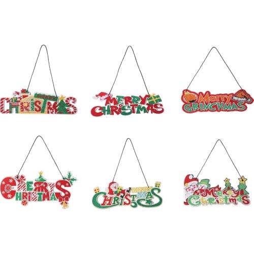 DIY Diamond Painting Merry Christmas Board Pendant Mosaic Rhinestone Chain Christmas Decoration for home Art Hanging Ornament