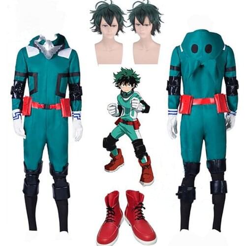 Anime My Hero Academia Midoriya Izuku Deku Battle Cosplay Costume Unisex Men Women Costume Full Set Halloween