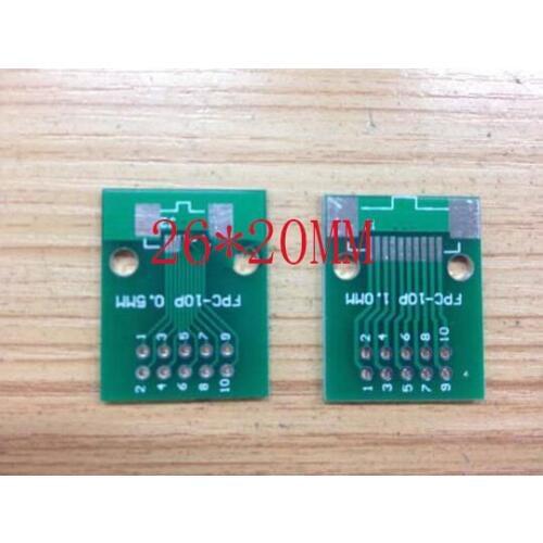 Free shipping FPC 10pin transfer board FFC to 2.54 DIP TFT LCD panel 1mm 0.5mm pitch PCB double side