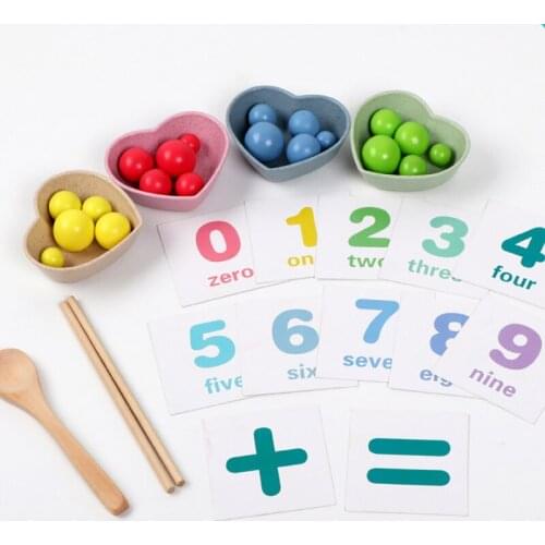 Kids Wooden Clip Bead Toy Disc Elimination Color Game Children Wood Montessori Teaching Aids Educational Toys Sensory Training