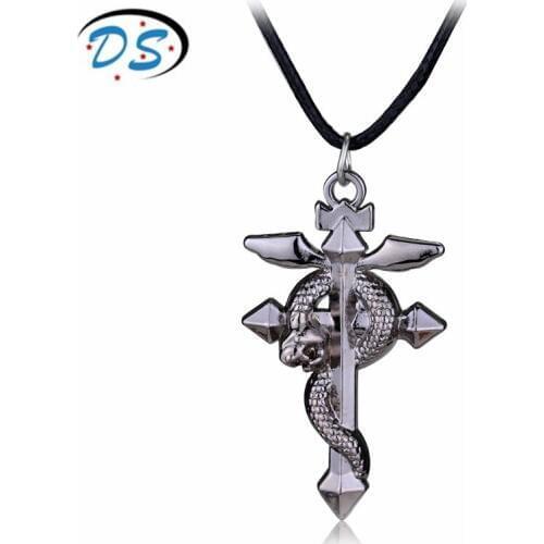Dongsheng jewelry Fullmetal Alchemist Cross Snake Pendants Necklaces Woman Man Punk Accessories for Gifts
