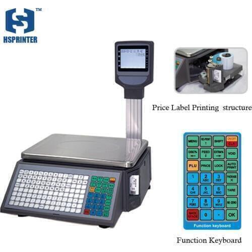 30KG price label printing Electronic weighing scale for supermarket fruit shop meat shop with 10000 PLUs data storage capacity