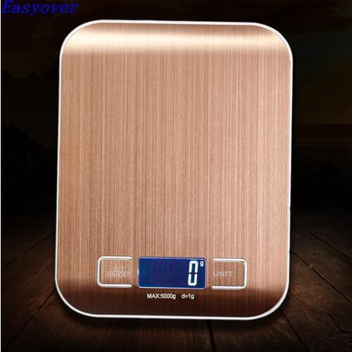 5000g 1g Golden Digital Scale Cooking Measure Tool 5kg Stainless Steel Electronic Weight Scale LCD Display Kitchen Scale