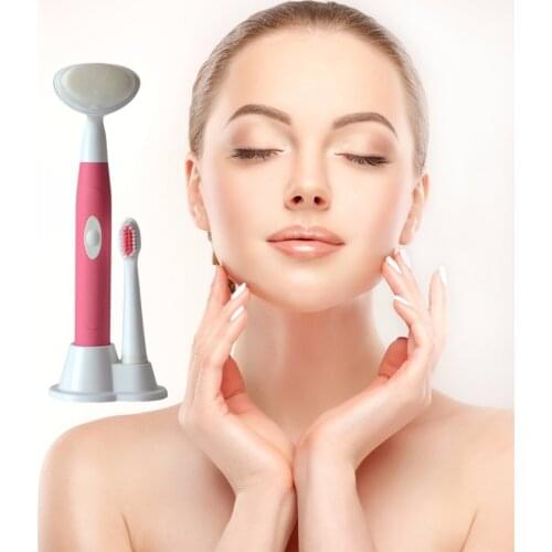 Hot Sale 2in1 Head Replacement Sonic Vibration High Frequency Electric Facial Cleaner And Electric Soft Micro Fine Tooth Brush