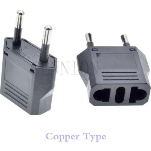 Pure Copper CH IT DE AU US to EU Euro AC 2pin Power Plug Trip Travel Adaptor Convertor 100pcs free cn post