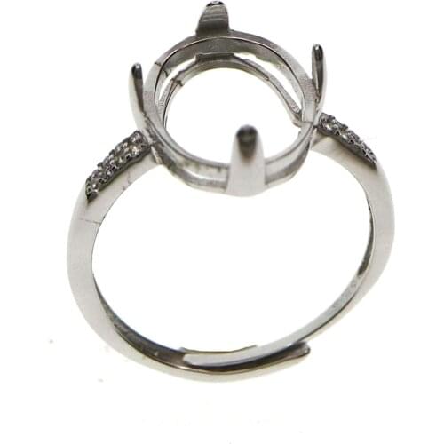 10x14MM Oval Bezel Rose Gold Tone 925 Sterling Silver Prong Ring Settings Adjustable Bezel Ring DIY Supplies 1226002