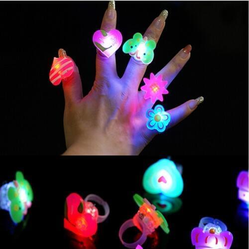 25pcs/lot Cartoon soft led finger ring toy flash luminous ring toy party props light up toy and kids birthday colorful gift