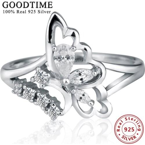 Sterling Silver Jewelry 925 Sterling Silver Ring Inlaid Zircon Finger Rings For Women Ring Pure Solid Silver 925 Jewelry GTR051