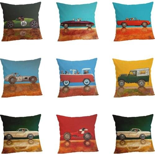 Red Cars Colorful Wave Cushion Cover Throw Pillow Case for Home Chair Sofa Decoration Square Pillowcases