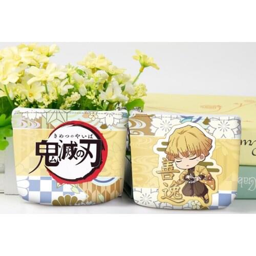 1pc Anime Demon Slayer Coin Pouches Kimetsu no Yaiba Agatsuma Zenitsu Coin Bag