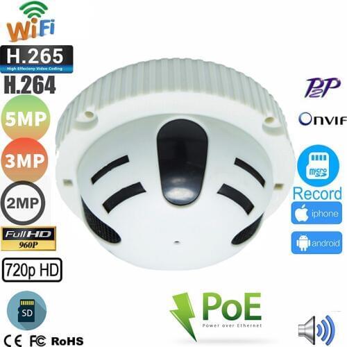 5MP 2MP Wifi POE Fire Smoke/Dangerous Gas Detection Alarm CCTV Home Security Video Surveilance WiFi CCTV Mini Network IP Camera