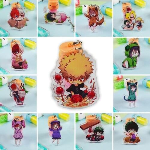Fashion Lovely Cartoon Anime New Academia My Hero Academi Keychain Acrylic Key Ring Charms Gift