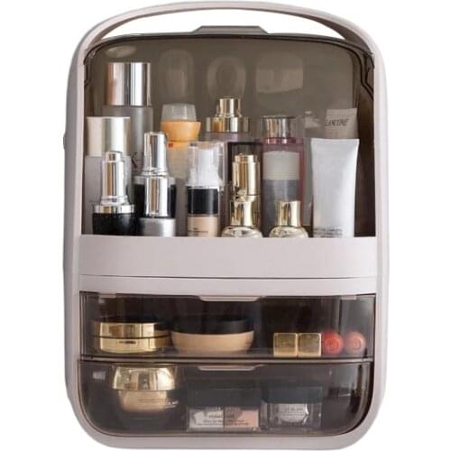 Fashion New Makeup Organizer Large Capacity Waterproof and Dustproof Bathroom Cosmetic Storage Box Desktop Beauty Storage Drawer