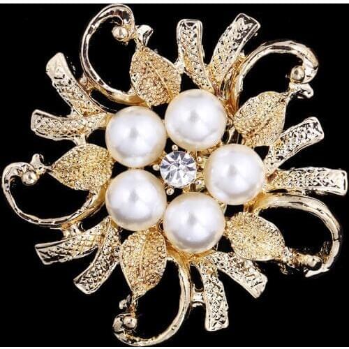 Ruiday Pearl Flower Brooch Jewelry For Women/men Fashion Jewelry Brooch Pins Metal Scarf Wedding Gift Diy Jewellery Accessories