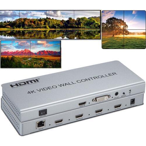4K Video Wall Controller 1 HDMI/DVI Input 4 HDMI Output 2x2 4 Images Stitching Image Processor 4 TV Shows a Screen Splicing