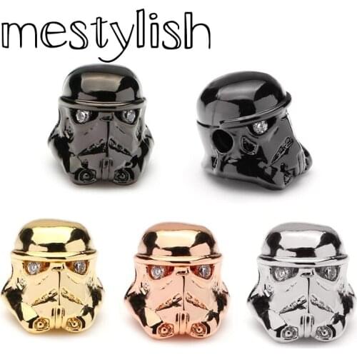 Mestylish New Design Micro Inlay Zircon Hellboy Head Charm Spacer Bead Fit Jewelry Bracelet Necklace Pulseira Accessories