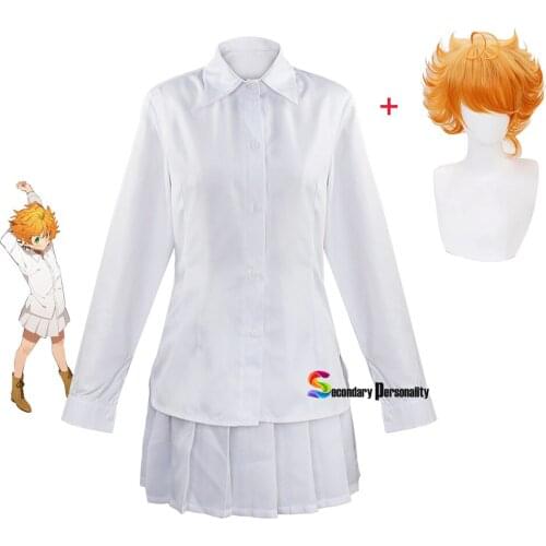 The Promised Neverland Cosplay Costume Student Uniform Emma Norman Ray Cosplay Wig Washable Tattoo Stickers Cosplay Wig Set