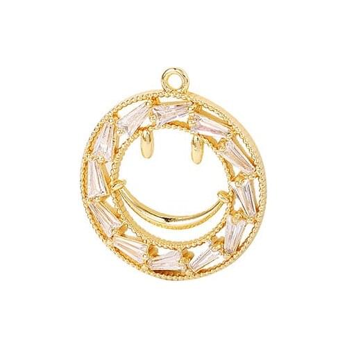 Factory Wholesale Gold Color Brass And Zircon Round Charms Pendants Necklace And Bracelet Earring Diy Jewelry Accessories