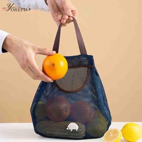OYOREFD Reusable Kitchen Produce Mesh Bag Eco Friendly Vegetable Fruit Potato Onion Storage Bag Kitchen Hanging Bag Organizer