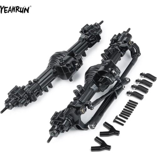 YEAHRUN Black Metal Front & Rear Complete Axle For 1/10 Axial SCX10 90028 RC Crawler Car Upgrade Parts