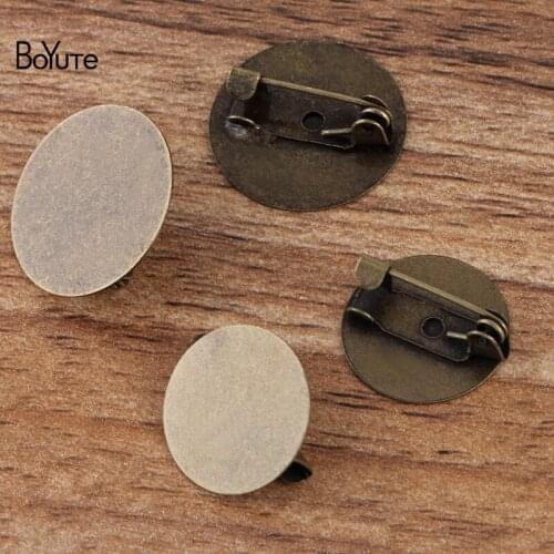 BoYuTe Custom (200 Pieces/Lot) 15MM 18MM Flat Brooch Base Factory Supply Zakka Retro Diy Jewelry Making Accessories