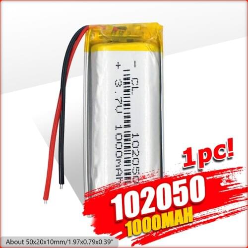 YCDC 3.7v polymer lithium rechargeable battery 102050 1000mah Li-Po for small steel gun Bluetooth speaker charging core