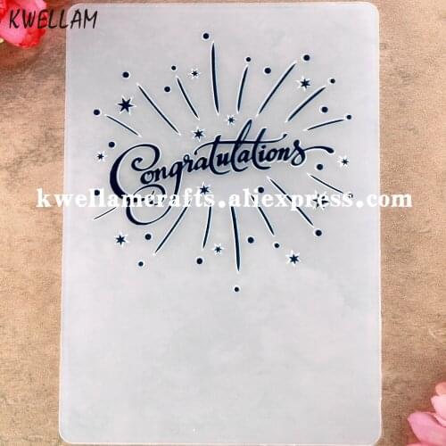 Congratulations Plastic Embossing Folder For Scrapbook DIY Album Card Tool Plastic Template 10.3x14.6cm KW8113008