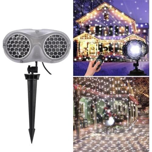 9W IP65 Waterproof Snowflake Projection Lamp LED Christmas Projector Light with RF Remote Control Indoor Outdoor Holiday Decor