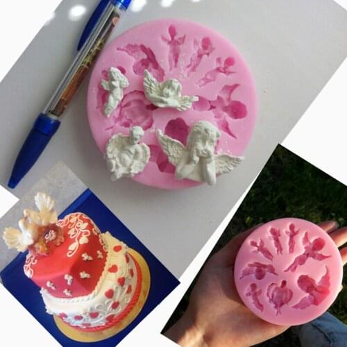 Angel Baby Pink Silicone Mold Chocolate Candy Molds Fondant Cake Decorating Tools DIY Cake Pastry Baking Moulds