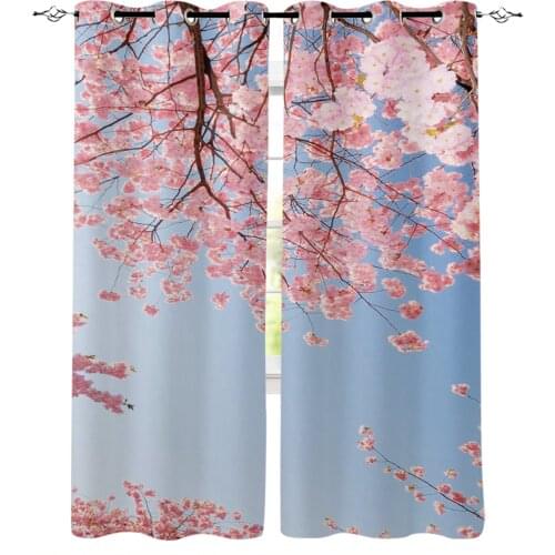 Pink Cherry Blossoms Blackout Curtains For Living Room Window Curtains For Bedroom Kitchen Curtains Drapes Blinds