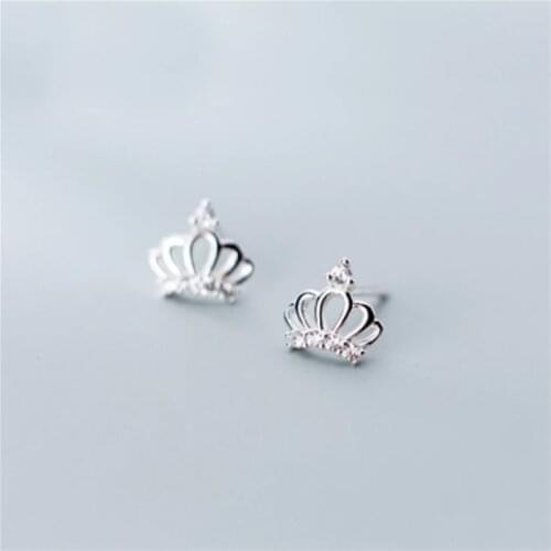 Silver Princess Queen Crown Earrings Women Girls Silver Jewelry Earrings Wholesale Party Jewelry