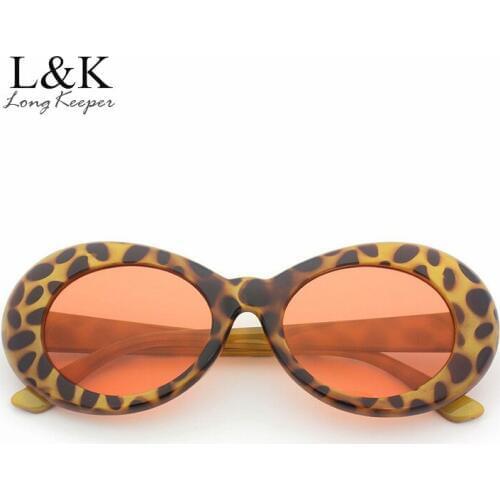 Long Keeper Newest Fahion Women Men Sunglasses Leopard NIRVANA Kurt Cobain Sun Glasses Oval Male Glasses Vintage UV400 Eyewears