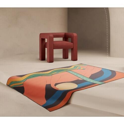 Modern Abstract Oil Painting Morandi Abstract Carpet Non-Slip Home Bedroom Decor Area Rugs Nordic Style Bedroom Decoration Mat