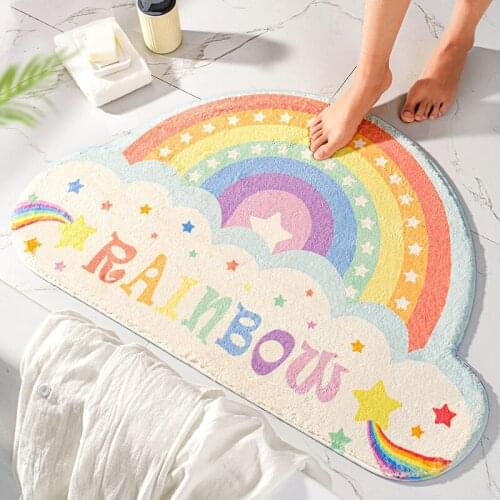 Bathroom Absorbent Floor Mat Non-slip Foot Pad Bedroom Bedside Carpet Childrens Room Carpets Home Decoration Cute Cartoon Style