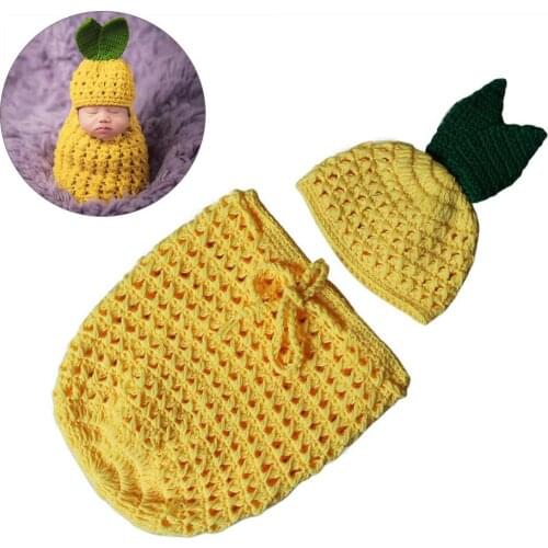 Cute Pineapple Crochet Knitted Newborn Photography Props Photo Accessories Baby Costume Boys Girls Photo Photographie Clothes